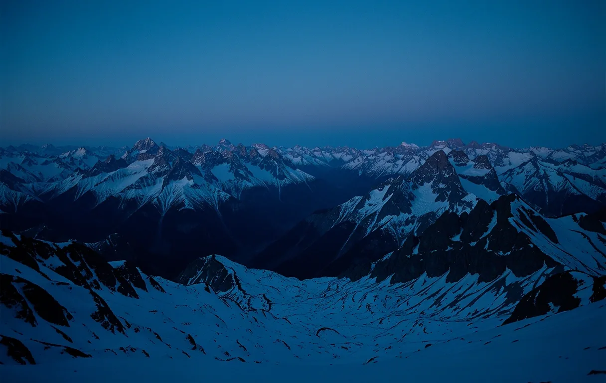 Alpine Gebirgslandschaft in der Dämmerung